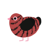 (unnamed), a red and black chicken with a bar pattern