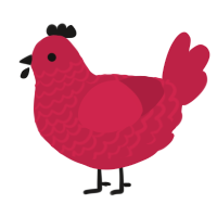 A crimson chicken with a lace pattern