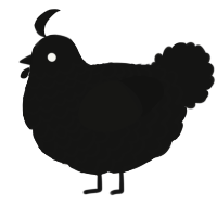 A black chicken with a lace pattern