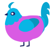 A orchid and cerulean chicken with a head pattern