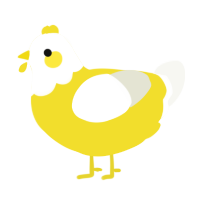 A yellow and white chicken with a head pattern