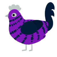 A violet and tumblr chicken with a bar pattern