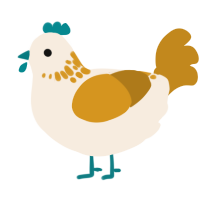 A cream and ochre chicken with a neck-speckle pattern