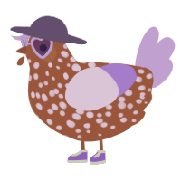A russet and lilac chicken with a speckle pattern