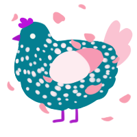 A sea and rose chicken with a speckle pattern