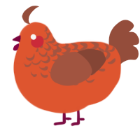 A vermilion and russet chicken with a half-lace pattern