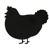 A sable and black chicken with a double-lace pattern