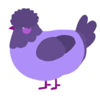 A lilac and overcast chicken with a head pattern