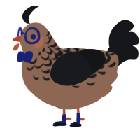A brown and sable chicken with a half-lace pattern