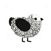 Slate, a white and black chicken with a double-lace pattern