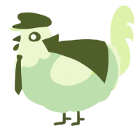 A gluppy and apple chicken with a head pattern