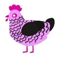 A lavender and sable chicken with a lace pattern