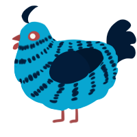 A cerulean and tumblr chicken with a bar pattern