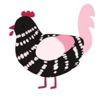 A sable and rose chicken with a bar pattern