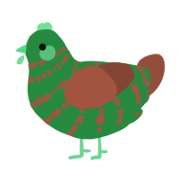 A viridian and russet chicken with a bar pattern