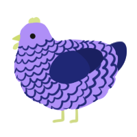 A lilac and navy chicken with a lace pattern