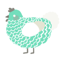 A mint and white chicken with a lace pattern
