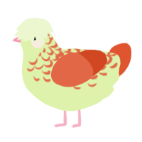 A apple and vermilion chicken with a half-lace pattern
