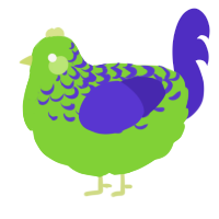 A grass and indigo chicken with a half-lace pattern