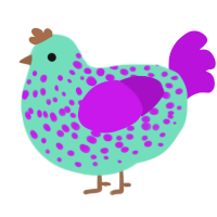 Eggy the Second, a mint and amethyst chicken with a speckle pattern