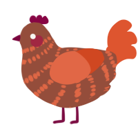 A russet and vermilion chicken with a bar pattern