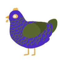 A indigo and olive chicken with a lace pattern