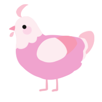 A pink and rose chicken with a head pattern