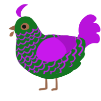 A leaf and amethyst chicken with a lace pattern