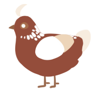 A russet and cream chicken with a neck-speckle pattern