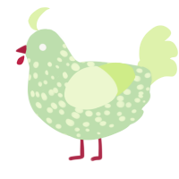 A gluppy and apple chicken with a speckle pattern
