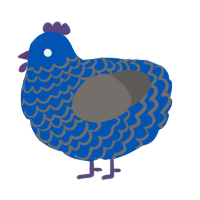 A ultramarine and grey chicken with a lace pattern
