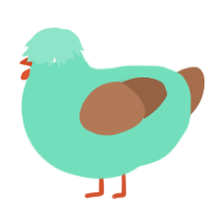 A mint and brown chicken