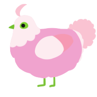 A pink and rose chicken with a head pattern