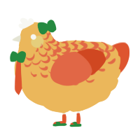 A honey and vermilion chicken with a half-lace pattern