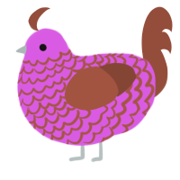 A orchid and russet chicken with a lace pattern