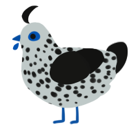A silver and black chicken with a speckle pattern