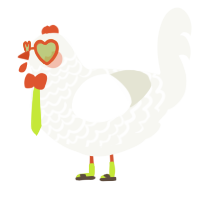 A white chicken with a lace pattern