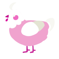 A pink and white chicken with a head pattern
