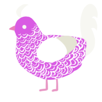 A orchid and white chicken with a double-lace pattern