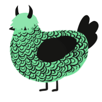 A spring and black chicken with a double-lace pattern