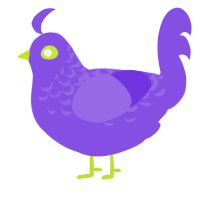 A blurple chicken with a half-lace pattern
