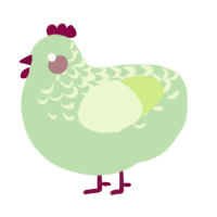 A gluppy and apple chicken with a half-lace pattern