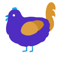 A indigo and orange chicken