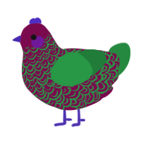 A wine and viridian chicken with a double-lace pattern