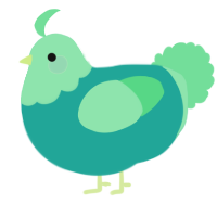 A turquoise and spring chicken with a head pattern