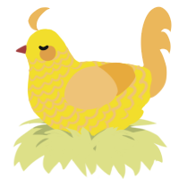 A yellow and honey chicken with a lace pattern