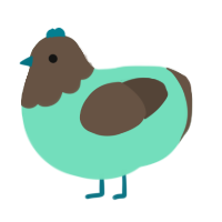A mint and bark chicken with a head pattern