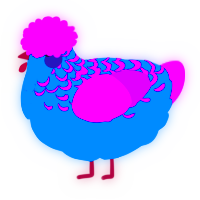 A sapphire and amethyst chicken with a half-lace pattern