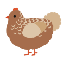 A brown and beige chicken with a half-lace pattern