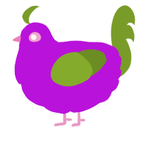 A amethyst and chartreuse chicken